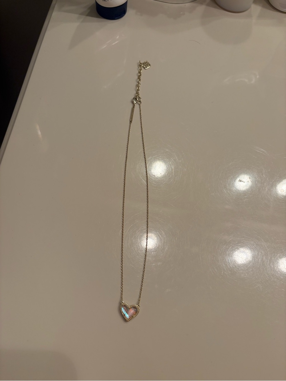 Kendra Scott Gold Heart Necklace with Iridescent Inlay